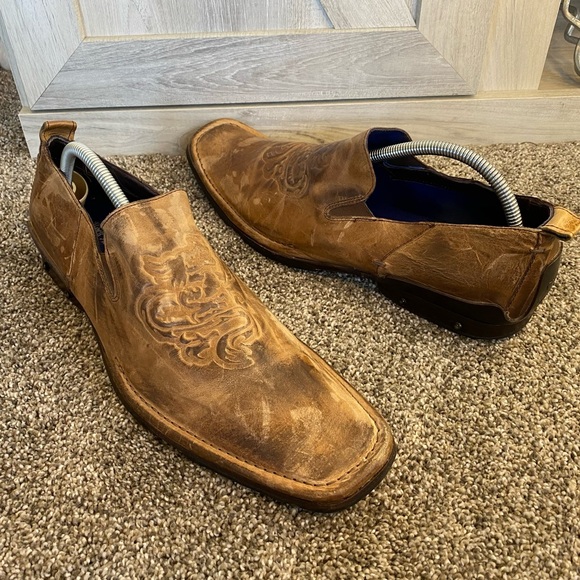 Mark Nason Rock Never Dies Brown Distressed Leather Loafers Shoes Size 10.5 - Picture 5 of 12